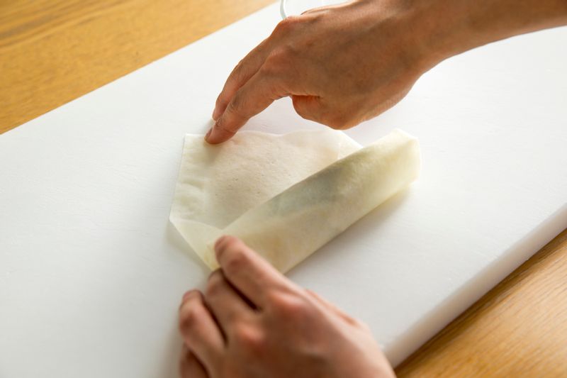 春野菜の春巻き　巻き方